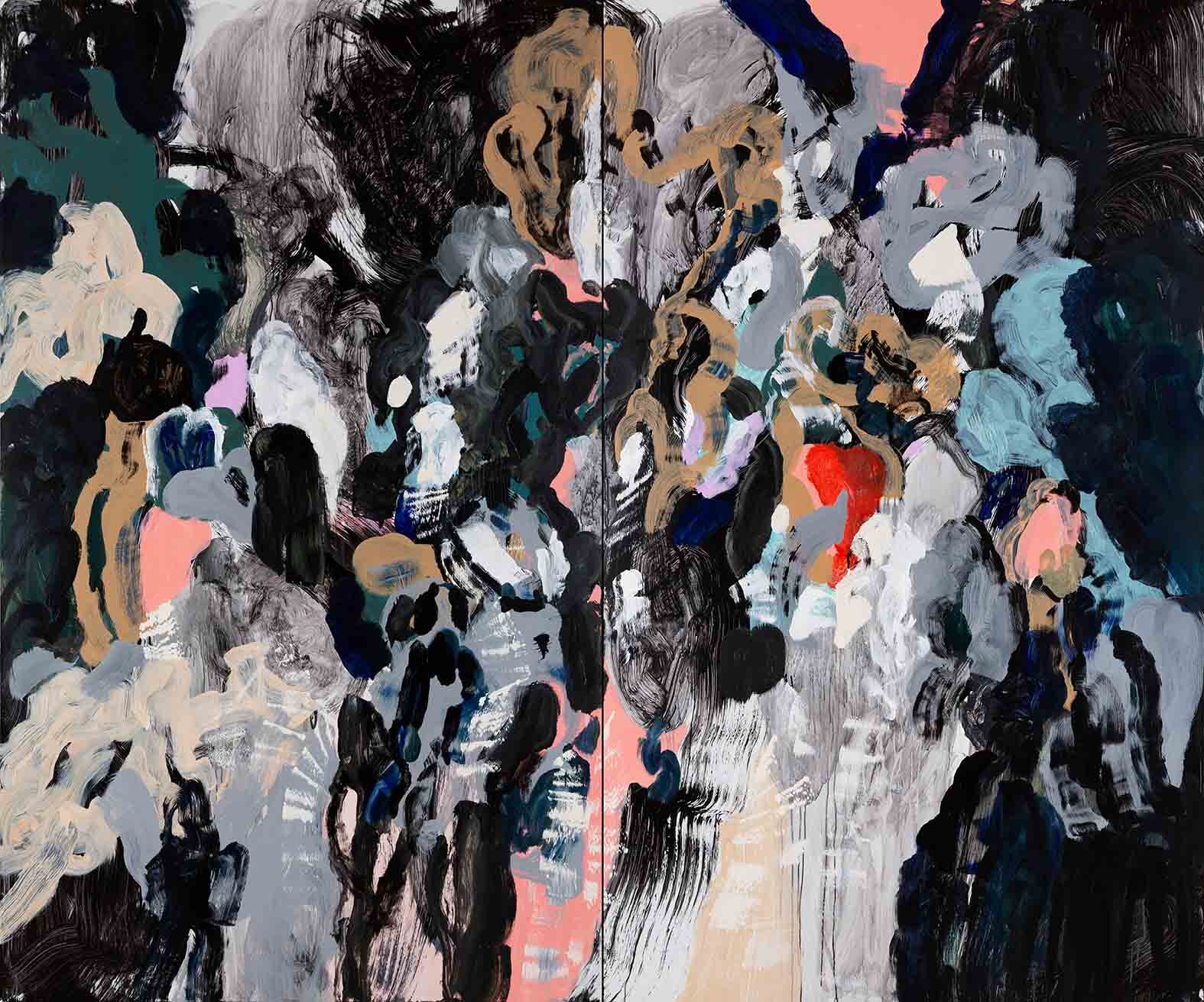 Hatem Imam, <i>The Cave</i>, 2025. Acrylic on aluminum dibond, 98 3/8 x 118 1/8 in (250 x 300 cm)